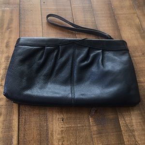 Vintage 1980’s  black leather wristlet.